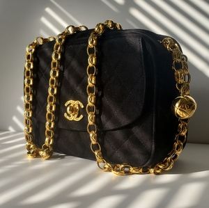 Chanel suede camera bag with 24k bijoux chain